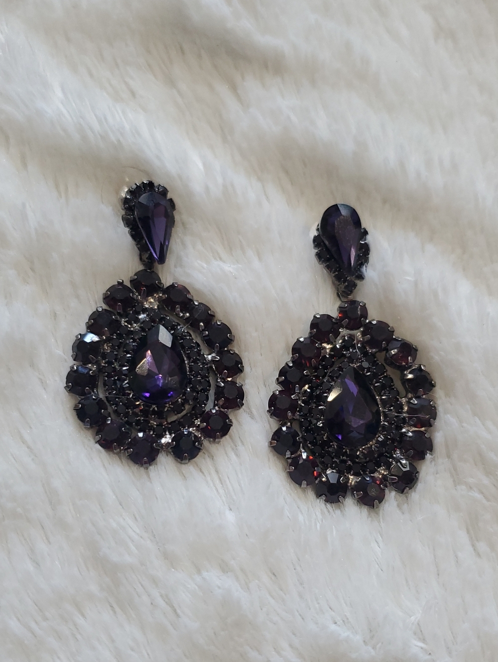 Elegant Purple Teardrop Crystal Earrings - Women Jewelry